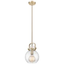 Newton Sphere 8"W Champagne Stem Arched Mini Pendant With Seedy Shade