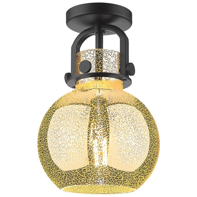 Image 1 Newton Sphere 8"W Matte Black Arched Flush Mount With Mercury Shade