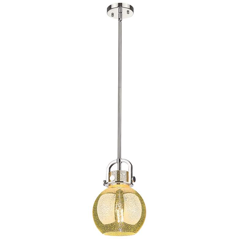 Image 1 Newton Sphere 8"W Nickel Stem Arched Mini Pendant w/ Mercury Shade