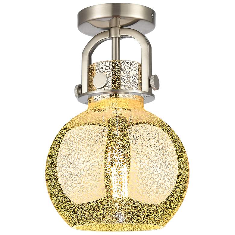 Image 1 Newton Sphere 8"W Satin Nickel Arched Flush Mount With Mercury Shade