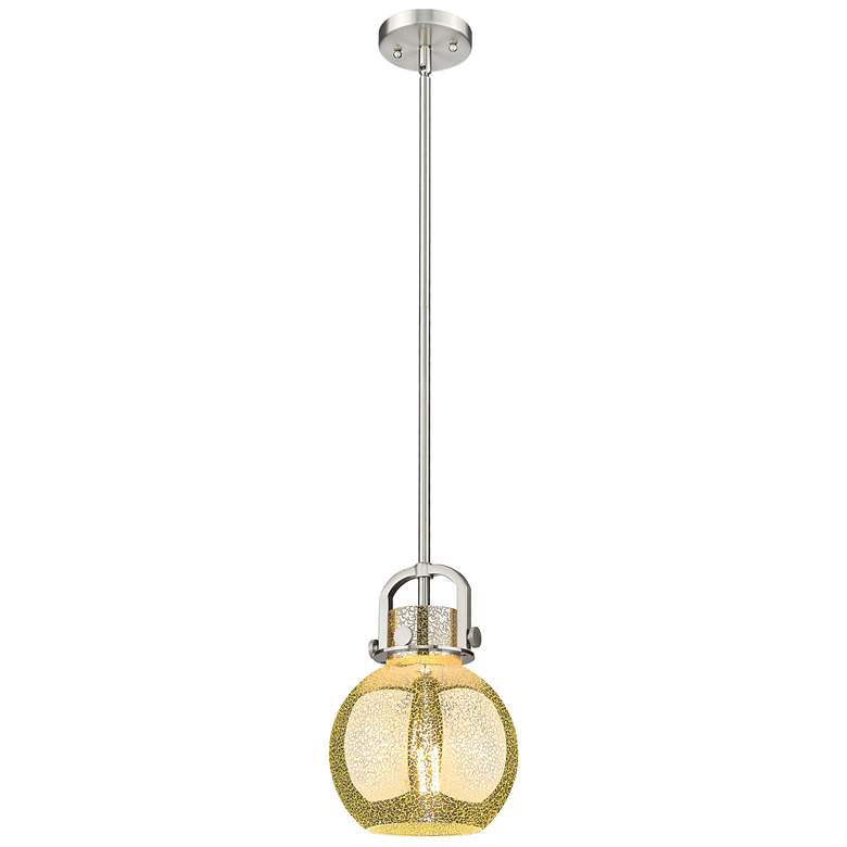 Image 1 Newton Sphere 8"W Satin Nickel Stem Arch Mini Pendant w/ Mercury Shade