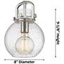 2_Newton Sphere 8"W Satin Nickel Stem Arch Mini Pendant w/ Mercury Shade more views