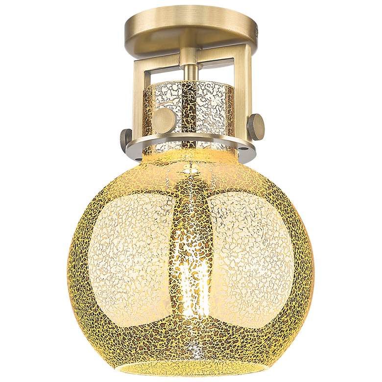 Image 1 Newton Sphere 8" Wide Brushed Brass Flush Mount With Mercury Shade
