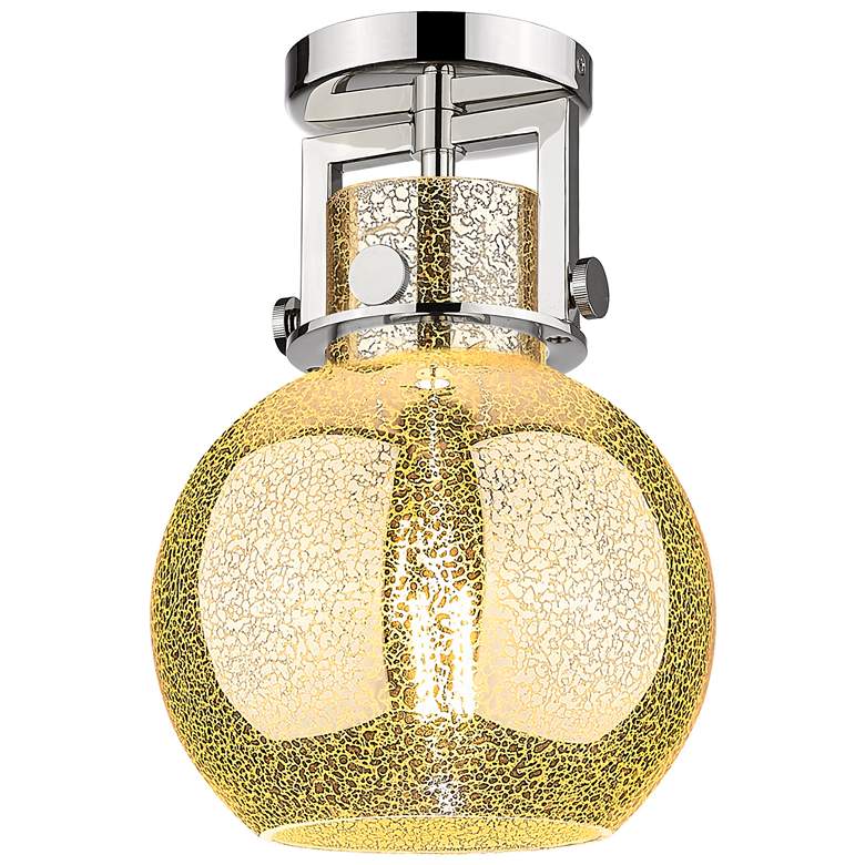 Image 1 Newton Sphere 8" Wide Polished Nickel Flush Mount With Mercury Shade