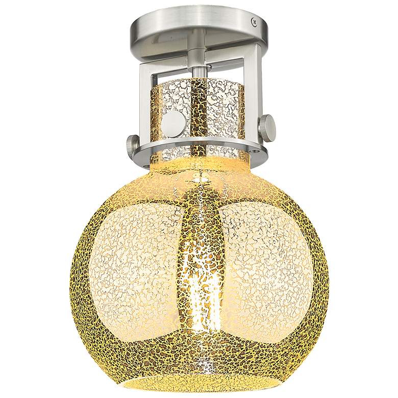 Image 1 Newton Sphere 8" Wide Satin Nickel Flush Mount With Mercury Shade