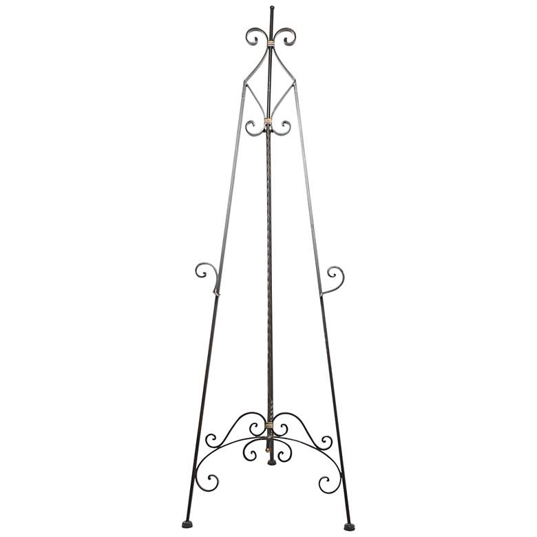 Image 1 Nexia 65"H Black Iron Scrolled Adjustable Stand Floor Easel