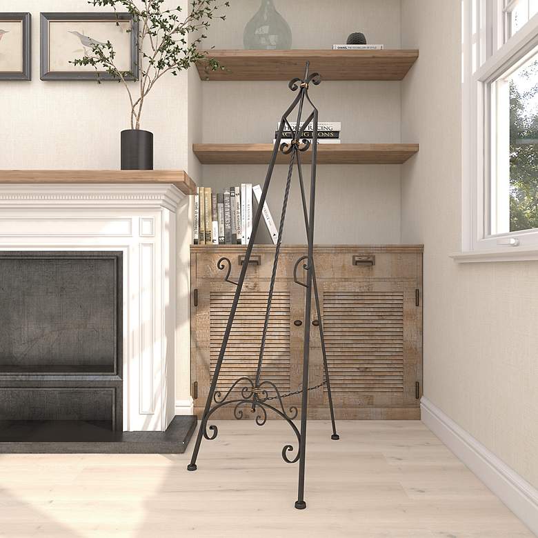 Image 7 Nexia 65"H Black Iron Scrolled Adjustable Stand Floor Easel more views