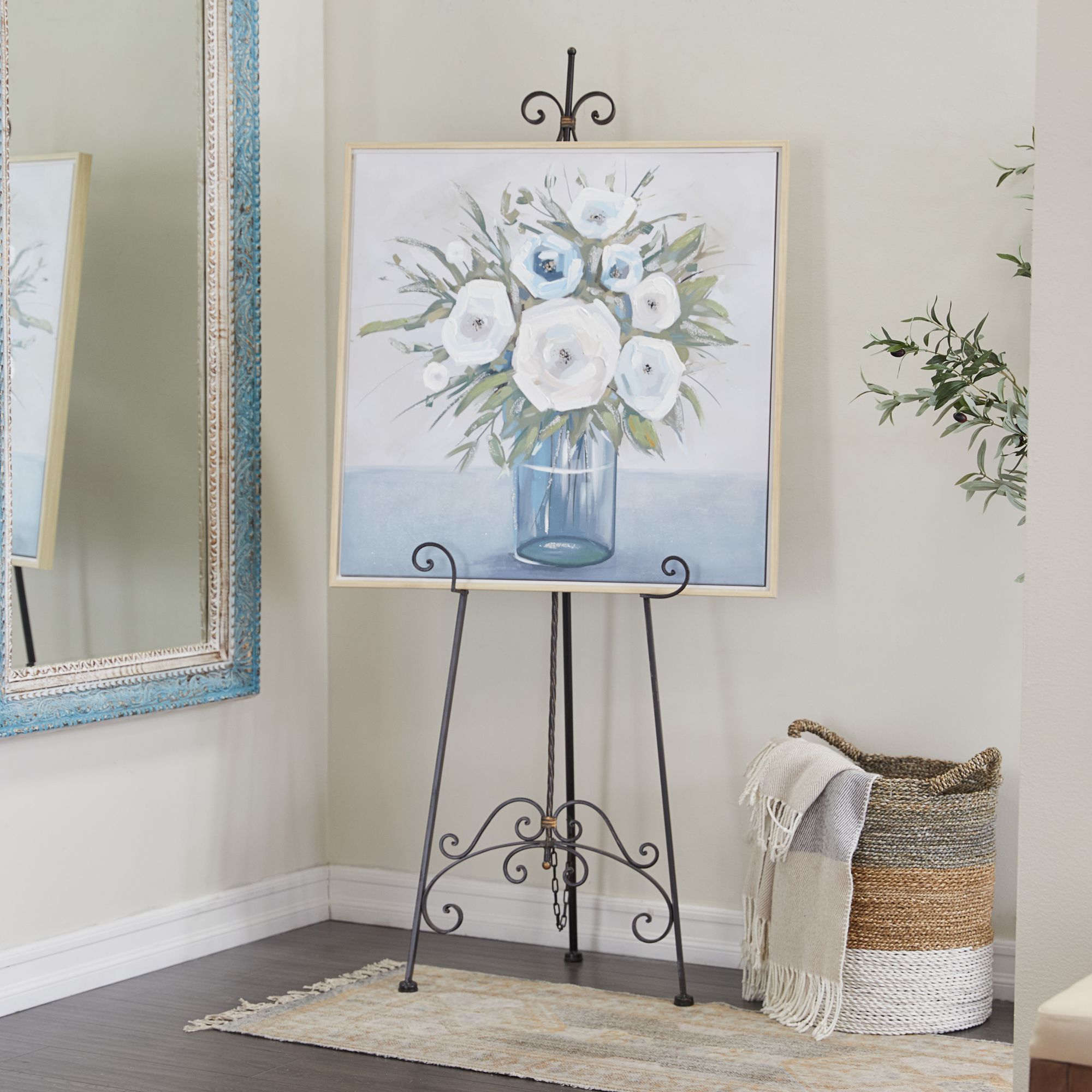 Nexia 65"H Black Iron Scrolled Adjustable Stand Floor Easel