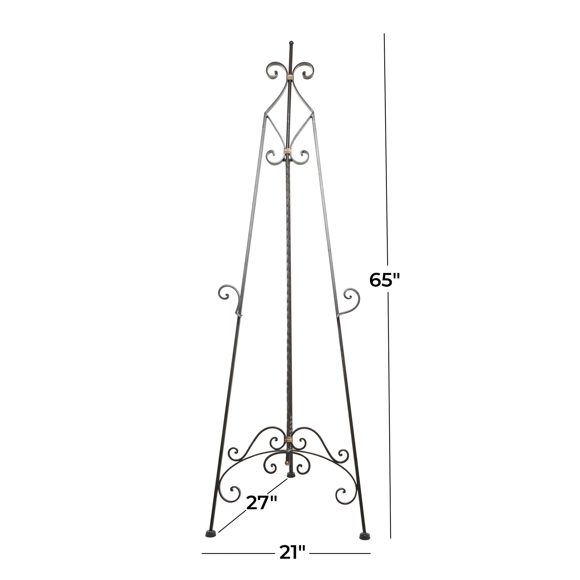 Nexia 65"H Black Iron Scrolled Adjustable Stand Floor Easel