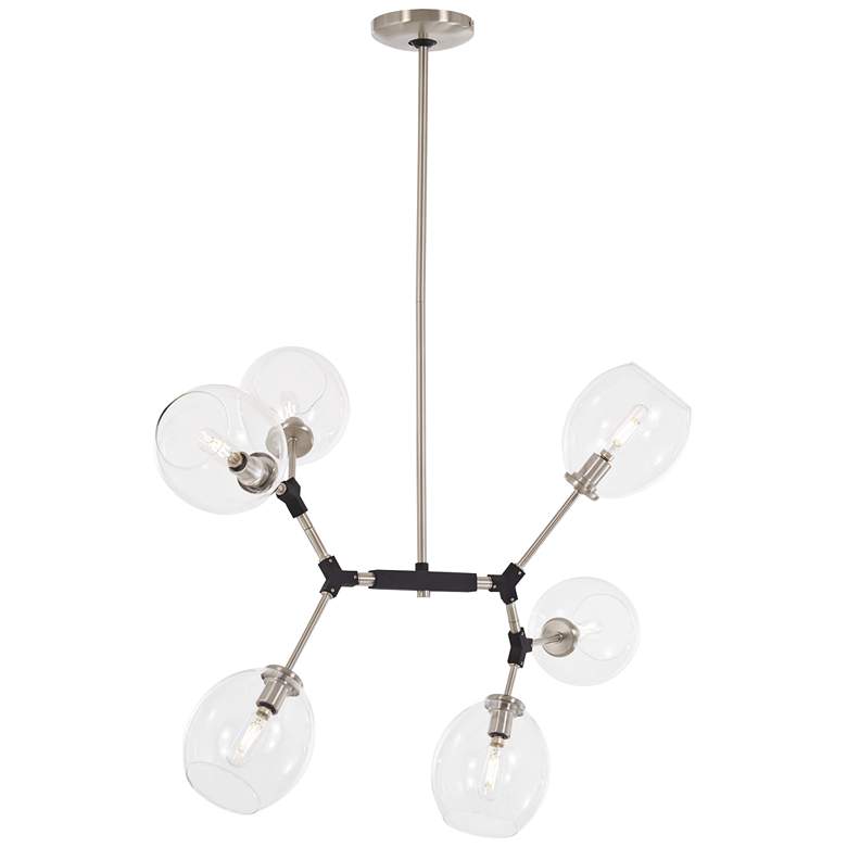 Image 1 Nexpo 21 1/2 inch Wide Brushed Nickel and Black 6-Light Pendant