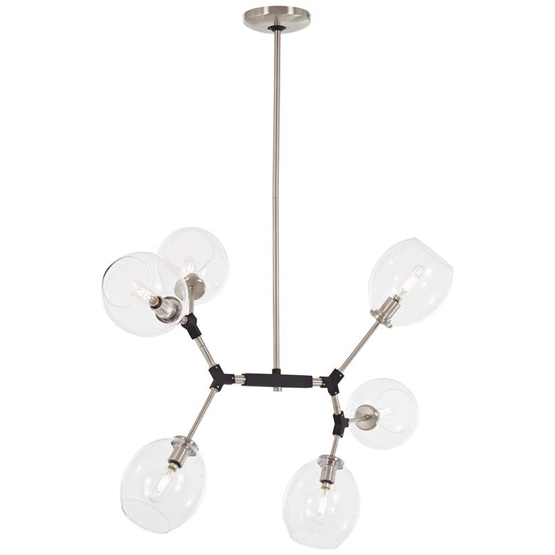 Image 1 Nexpo 21 1/2" Wide Brushed Nickel and Black 6-Light Pendant