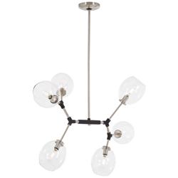 Nexpo 21 1/2&quot; Wide Brushed Nickel and Black 6-Light Pendant