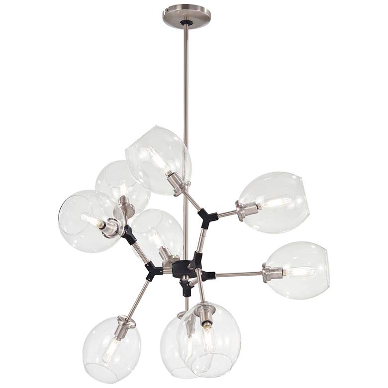 Image 1 Nexpo 30 inch Wide Brushed Nickel and Black 9-Light Chandelier