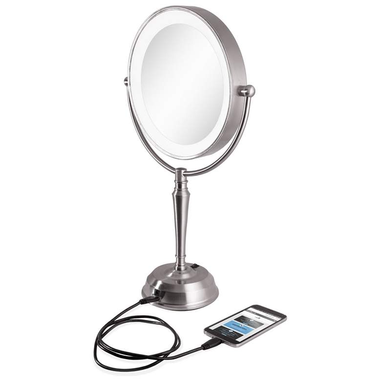 Image 2 Next Generation 19" High Satin Nickel Cordless LED USB Vanity Mirror more views