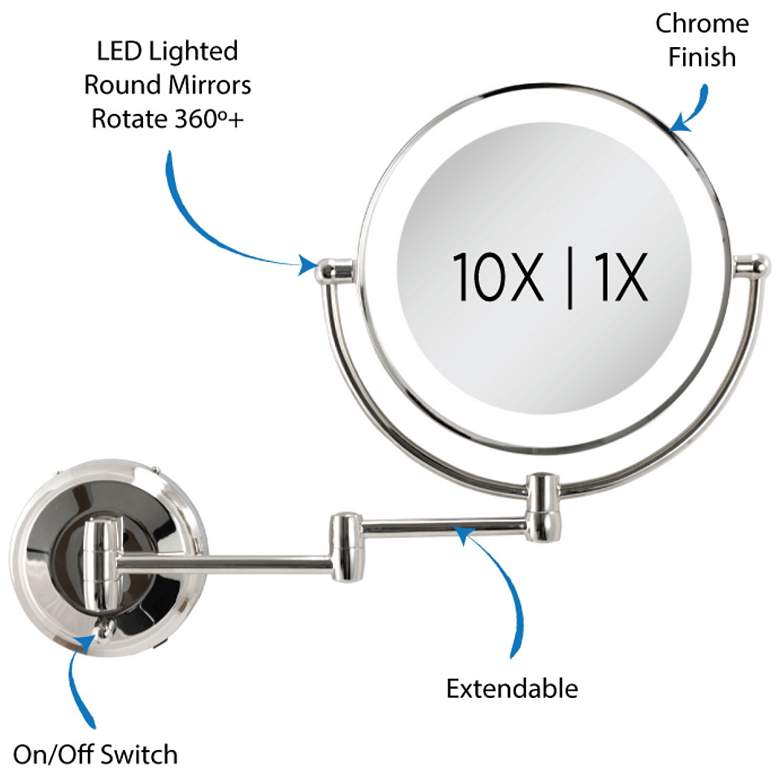 Image 6 Next Generation Chrome Finish LED Light Wall Makeup Shaving Mirror more views