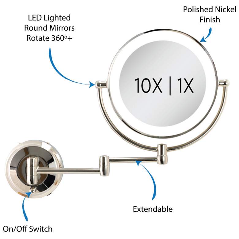Image 6 Next Generation® Polished Nickel LED Wall Makeup Mirror more views