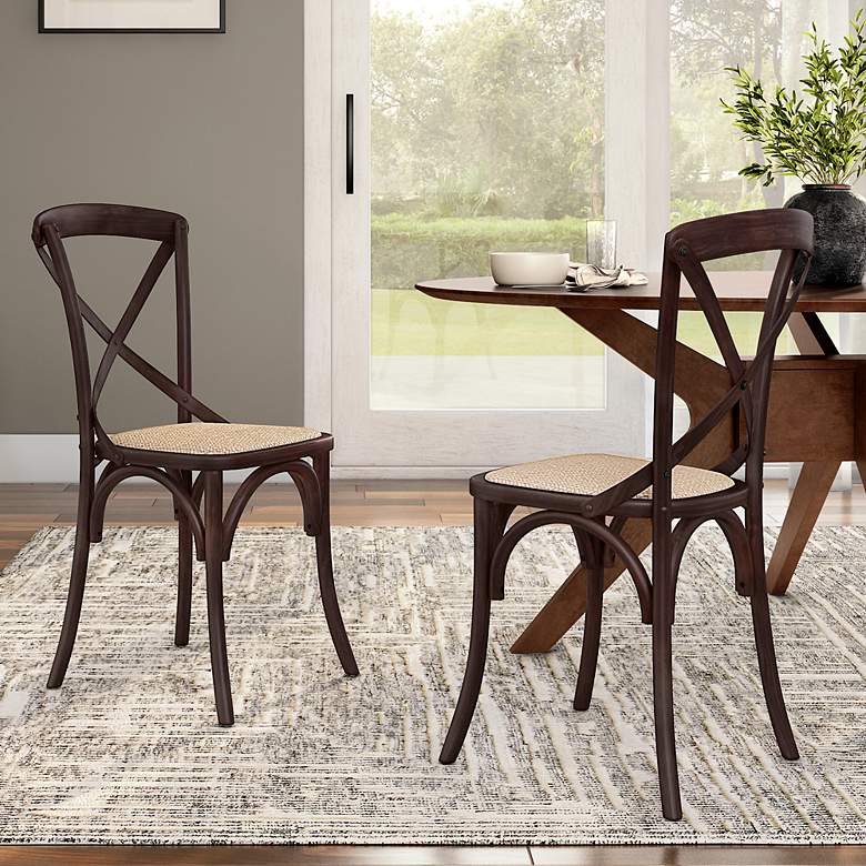 Image 1 Neyo Walnut Wood Side Chairs Set of 2