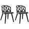 Nia Set of 2 Dining Chairs in Gray Faux Leather and Black Wood