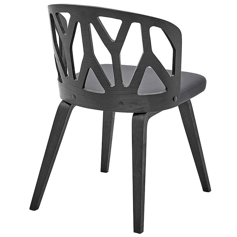 Image 2 Nia Set of 2 Dining Chairs in Gray Faux Leather and Black Wood more views