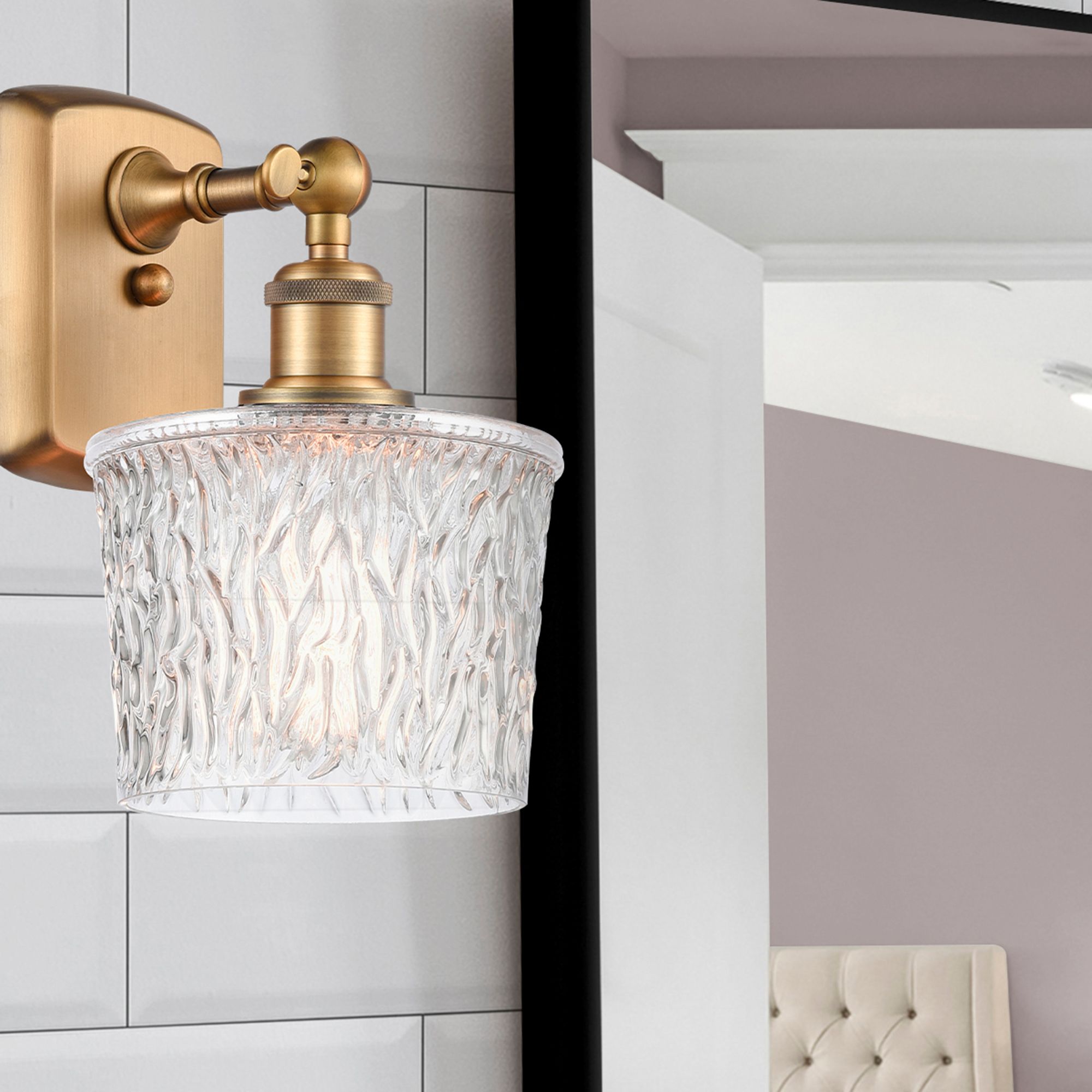 Image 3 Niagra 11.5" High Brushed Brass Sconce w/ Clear Shade more views