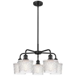 Niagra 24.5&quot; Wide 5 Light Matte Black Stem Hung Chandelier With Clear