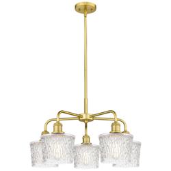 Niagra 24.5&quot; Wide 5 Light Satin Gold Stem Hung Chandelier With Clear S