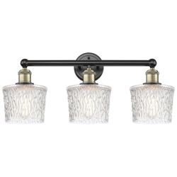 Niagra 24.5&quot;W 3 Light Black Antique Brass Bath Light With Clear Shade