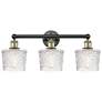 Niagra 24.5"W 3 Light Black Antique Brass Bath Light With Clear Shade