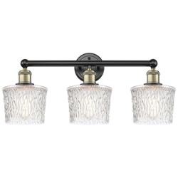Niagra 24.5"W 3 Light Black Antique Brass Bath Light With Clear Shade
