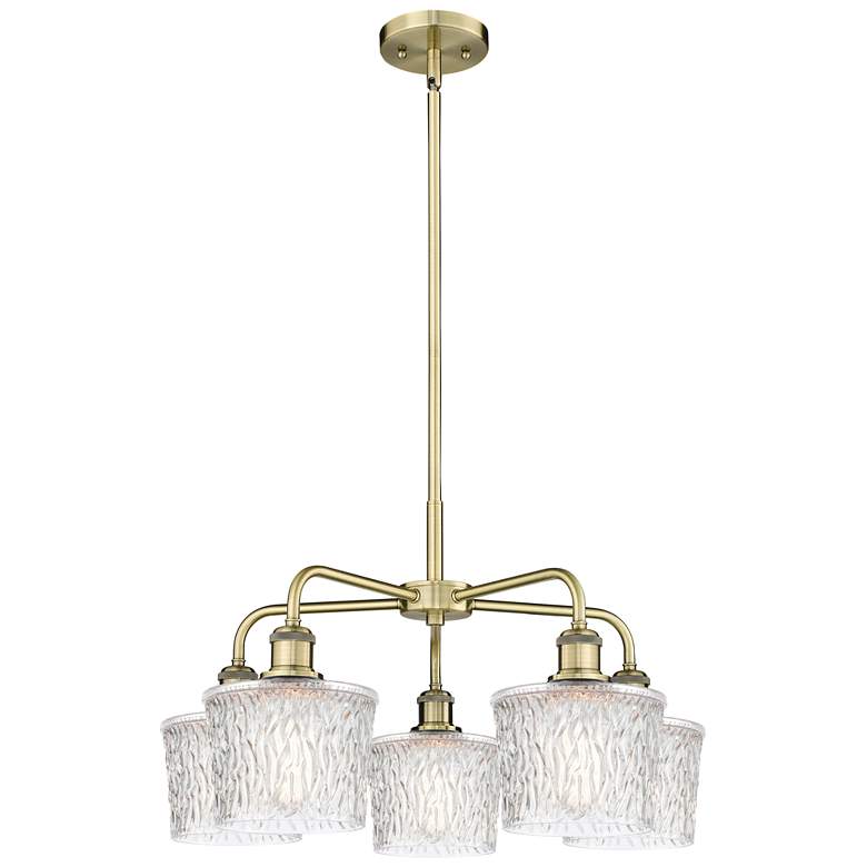 Image 1 Niagra 24.5"W 5 Light Antique Brass Stem Hung Chandelier With Clear Sh