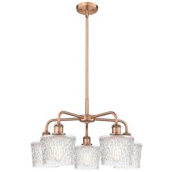 Niagra 24.5&quot;W 5 Light Antique Copper Stem Hung Chandelier With Clear S