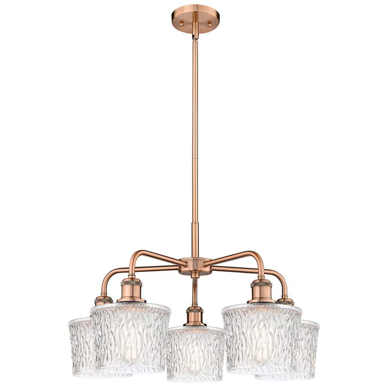 Image 1 Niagra 24.5"W 5 Light Antique Copper Stem Hung Chandelier With Clear S