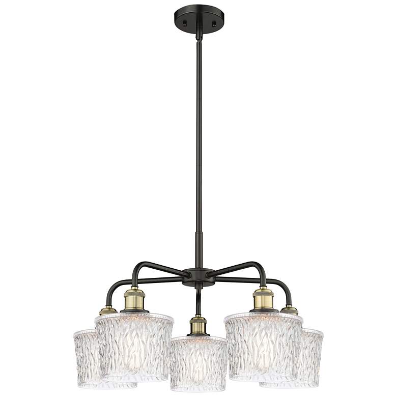 Image 1 Niagra 24.5 inchW 5 Light Black Brass Stem Hung Chandelier With Clear Shad