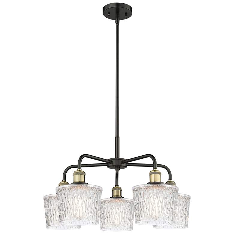 Image 1 Niagra 24.5"W 5 Light Black Brass Stem Hung Chandelier With Clear Shad