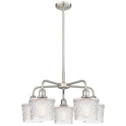 Niagra 24.5&quot;W 5 Light Satin Nickel Stem Hung Chandelier With Clear Sha