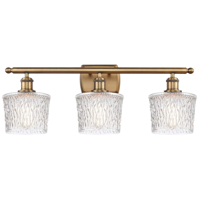 Image 1 Niagra 26 inch Wide 3 Light Brushed Brass Bath Vanity Light w/ Clear Shade