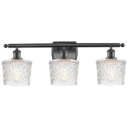 Niagra 26" Wide 3 Light Matte Black Bath Vanity Light w/ Clear Shade
