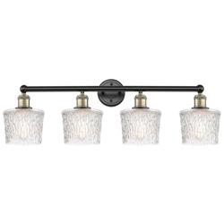 Niagra 33.5&quot;W 4 Light Black Antique Brass Bath Light With Clear Shade