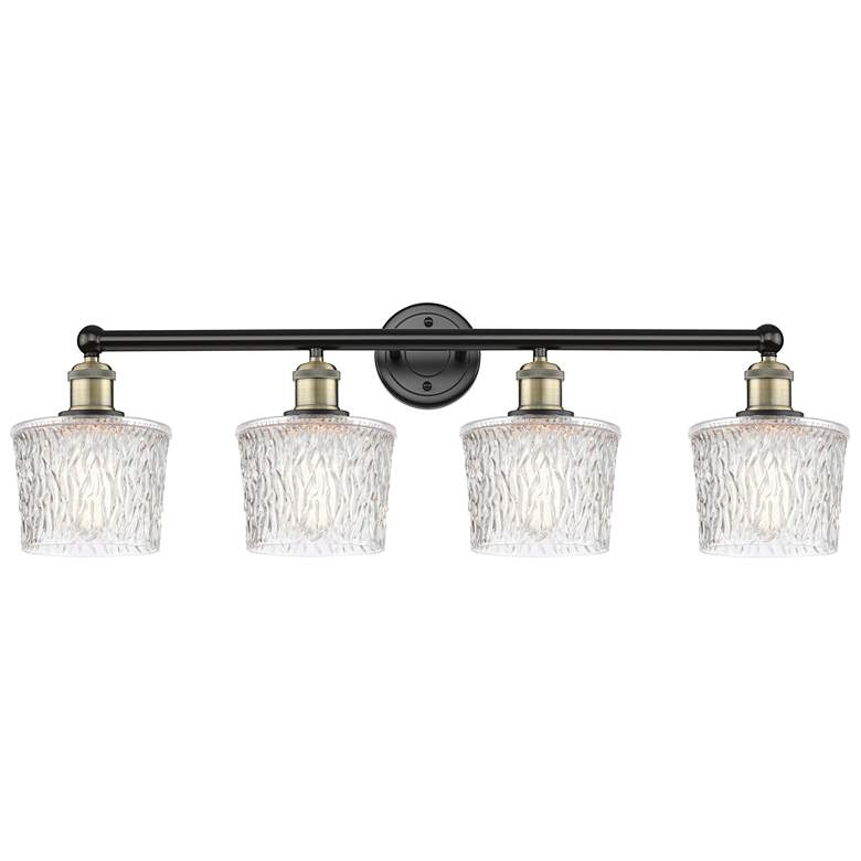 Image 1 Niagra 33.5"W 4 Light Black Antique Brass Bath Light With Clear Shade