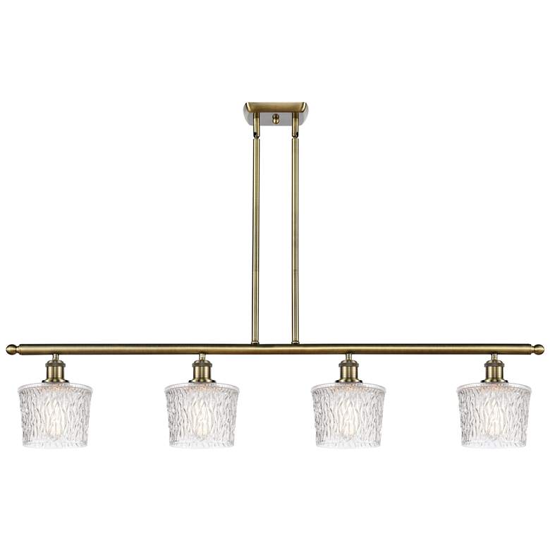 Image 1 Niagra 4 Light 48" LED Island Light - Antique Brass - Clear Shade