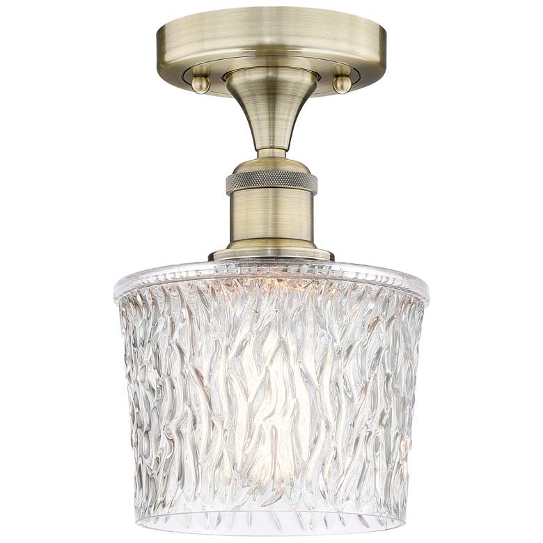 Image 1 Niagra 6.5" Wide Antique Brass Semi.Flush Mount With Clear Glass Shade