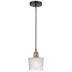 Niagra 6.5&quot; Wide Black Brass Corded Mini Pendant With Clear Shade