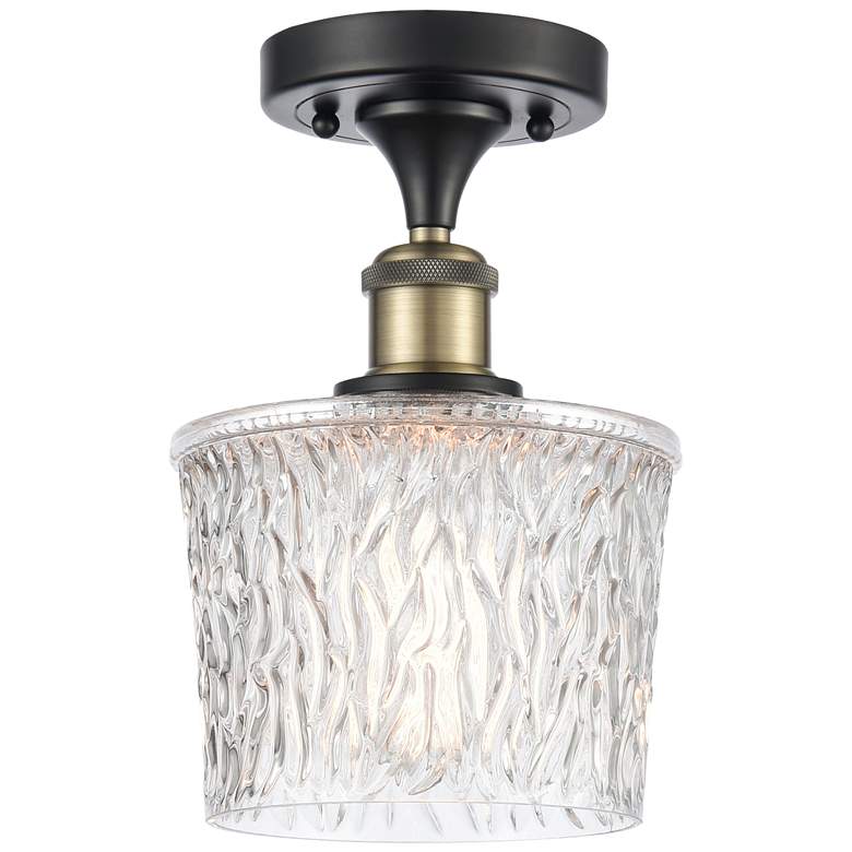Image 1 Niagra 6.5" Wide Black Brass Semi Flush Mount w/ Clear Shade