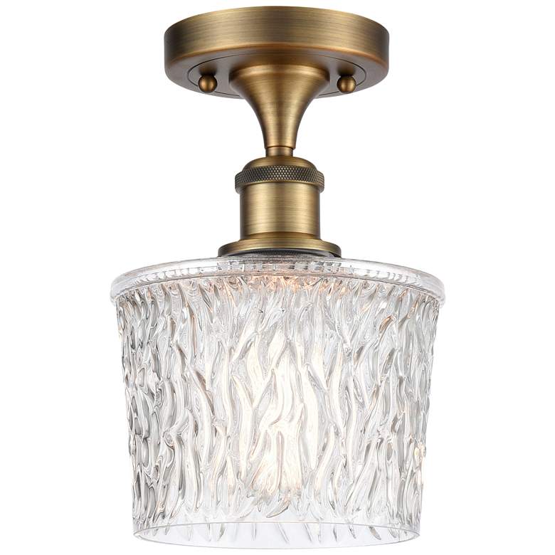 Image 1 Niagra 6.5" Wide Brushed Brass Semi Flush Mount w/ Clear Shade