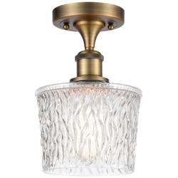 Niagra 6.5" Wide Brushed Brass Semi Flush Mount w/ Clear Shade