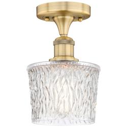 Niagra 6.5" Wide Brushed Brass Semi.Flush Mount With Clear Glass Shade