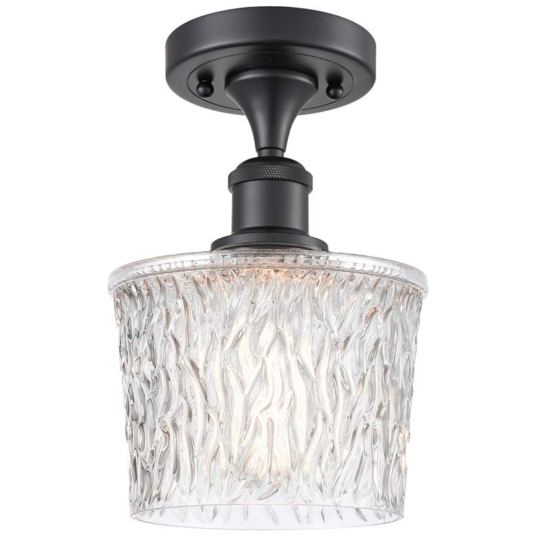 Image 1 Niagra 6.5" Wide Matte Black Semi Flush Mount w/ Clear Shade