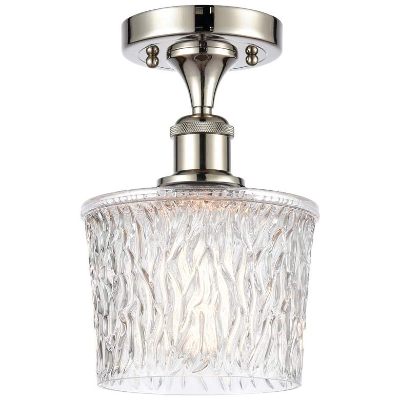 Image 1 Niagra 6.5" Wide Polished Nickel Semi Flush Mount w/ Clear Shade