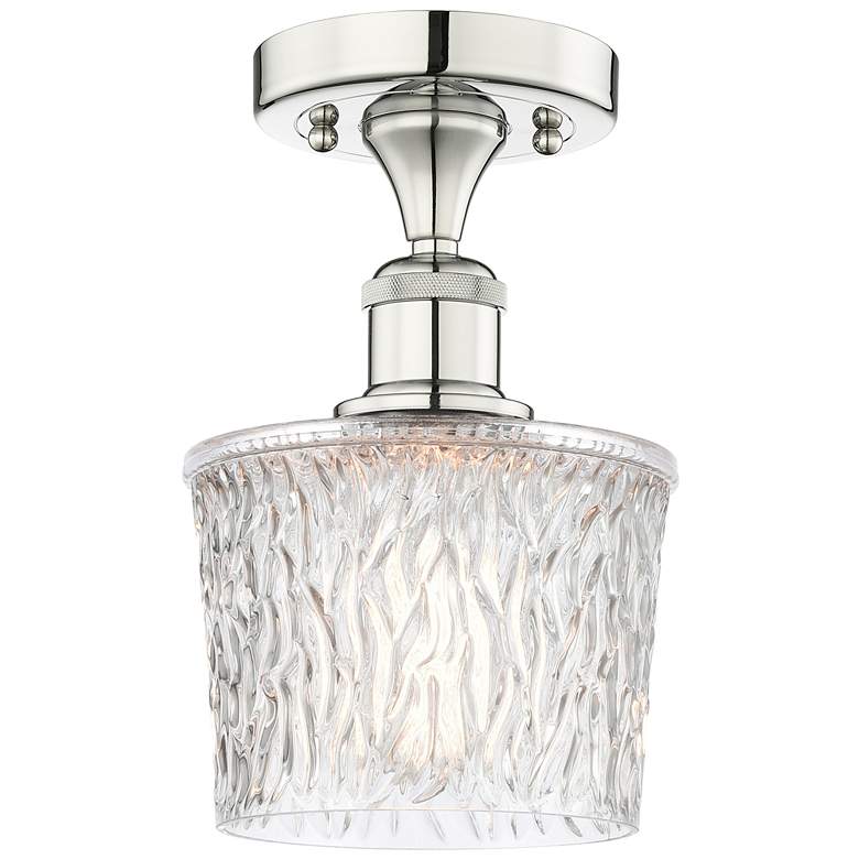 Image 1 Niagra 6.5" Wide Polished Nickel Semi.Flush Mount With Clear Glass Sha