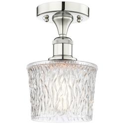 Niagra 6.5" Wide Polished Nickel Semi.Flush Mount With Clear Glass Sha